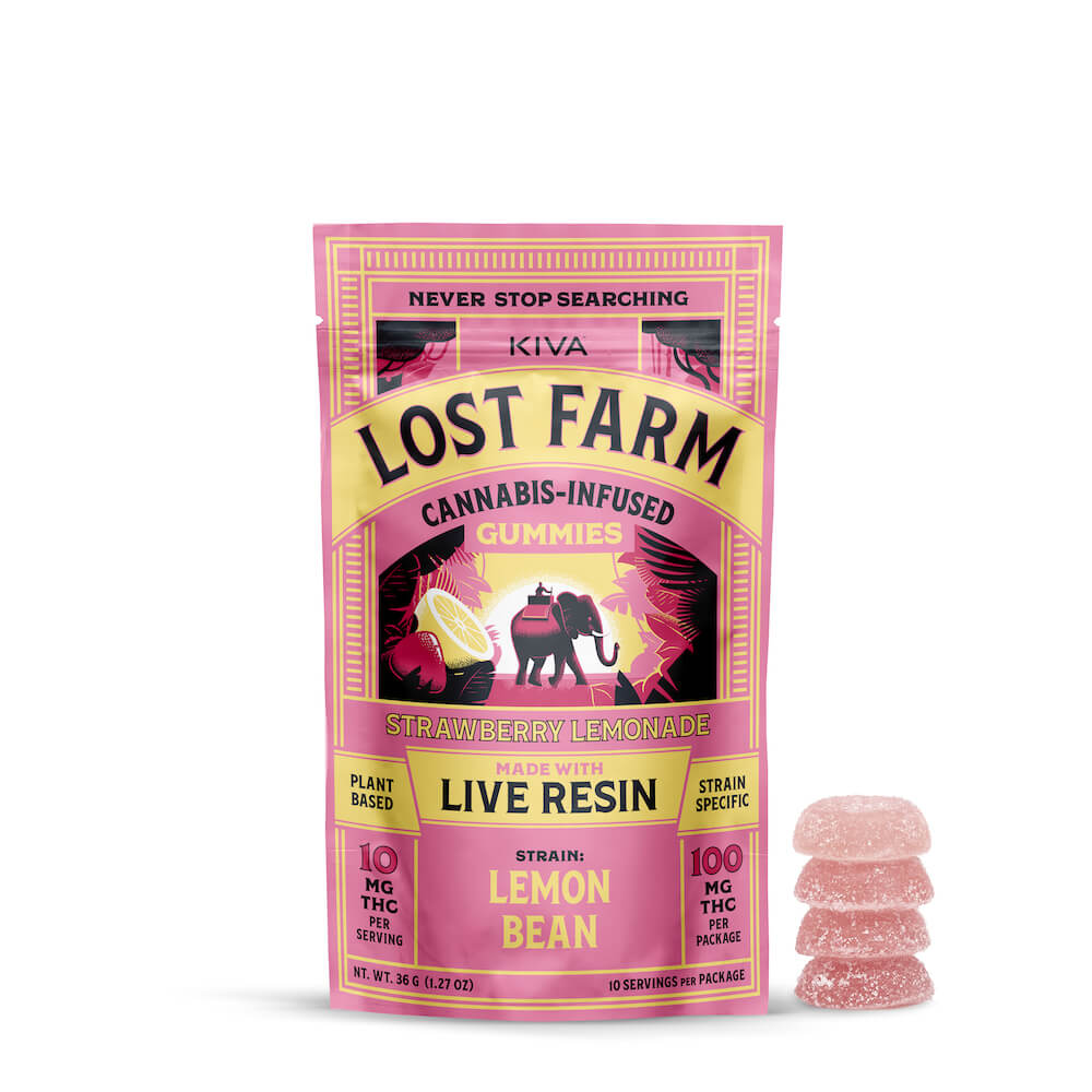 Kiva Lost Farm Live Resin Strawberry Lemonade Gummies 100mg (10ct) - IL
