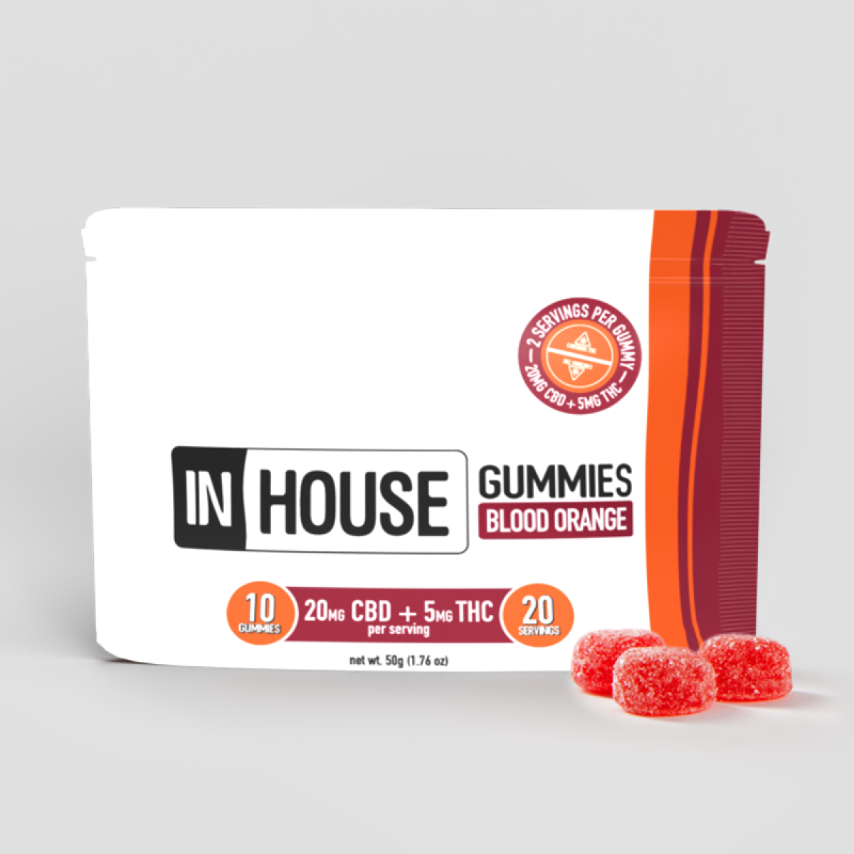 ARL Healthcare In-House Gummies 5:1 CBD:THC 100mg (10pk)  - Blood Orange - MA