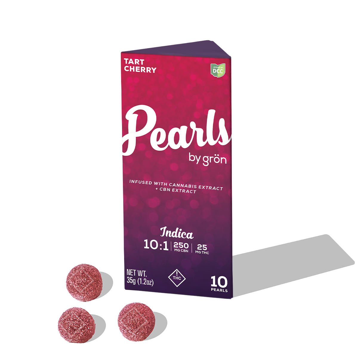 Grön 10:1 Tart Cherry Pearls Indica CBN:THC 25mg 10ct