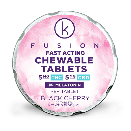 1:1 CBD:THC Black Cherry w/Melatonin Fast-Acting Chewable Tablets