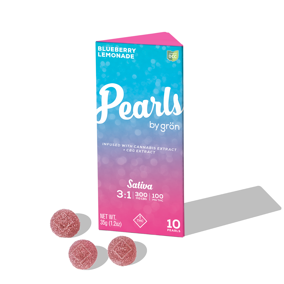 Grön 3:1 Blueberry Lemonade Pearls Sativa CBG:THC 100mg 10ct