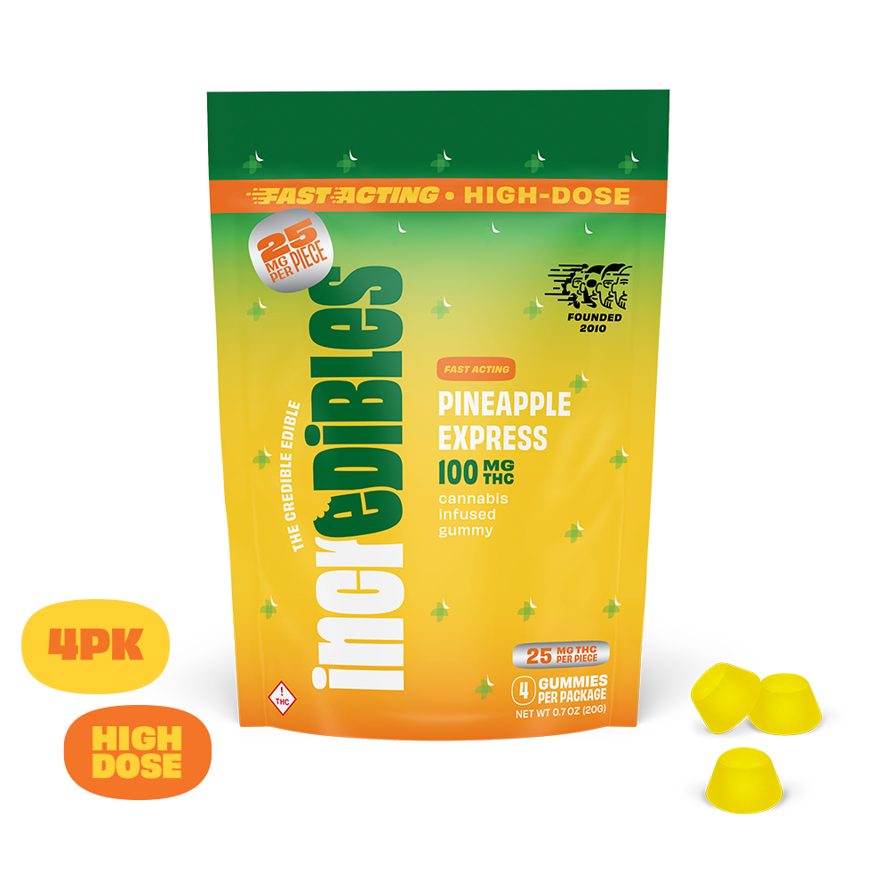High Dose Pineapple Express Gummies 100mg (4ct)
