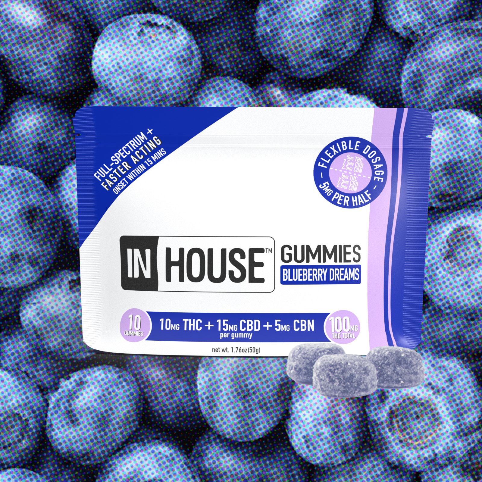 Indica CBD:THC:CBN Blueberry Dreams Gummies