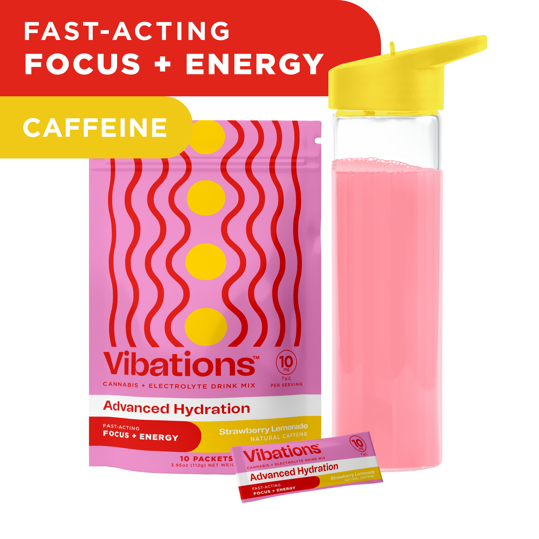 Focus + Energy Strawberry Lemonade Drink Mix w/Caffeine