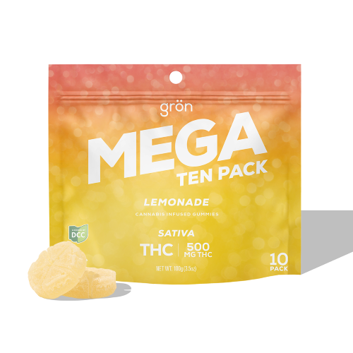 Grön THC Lemonade Mega Sativa 500mg 10ct