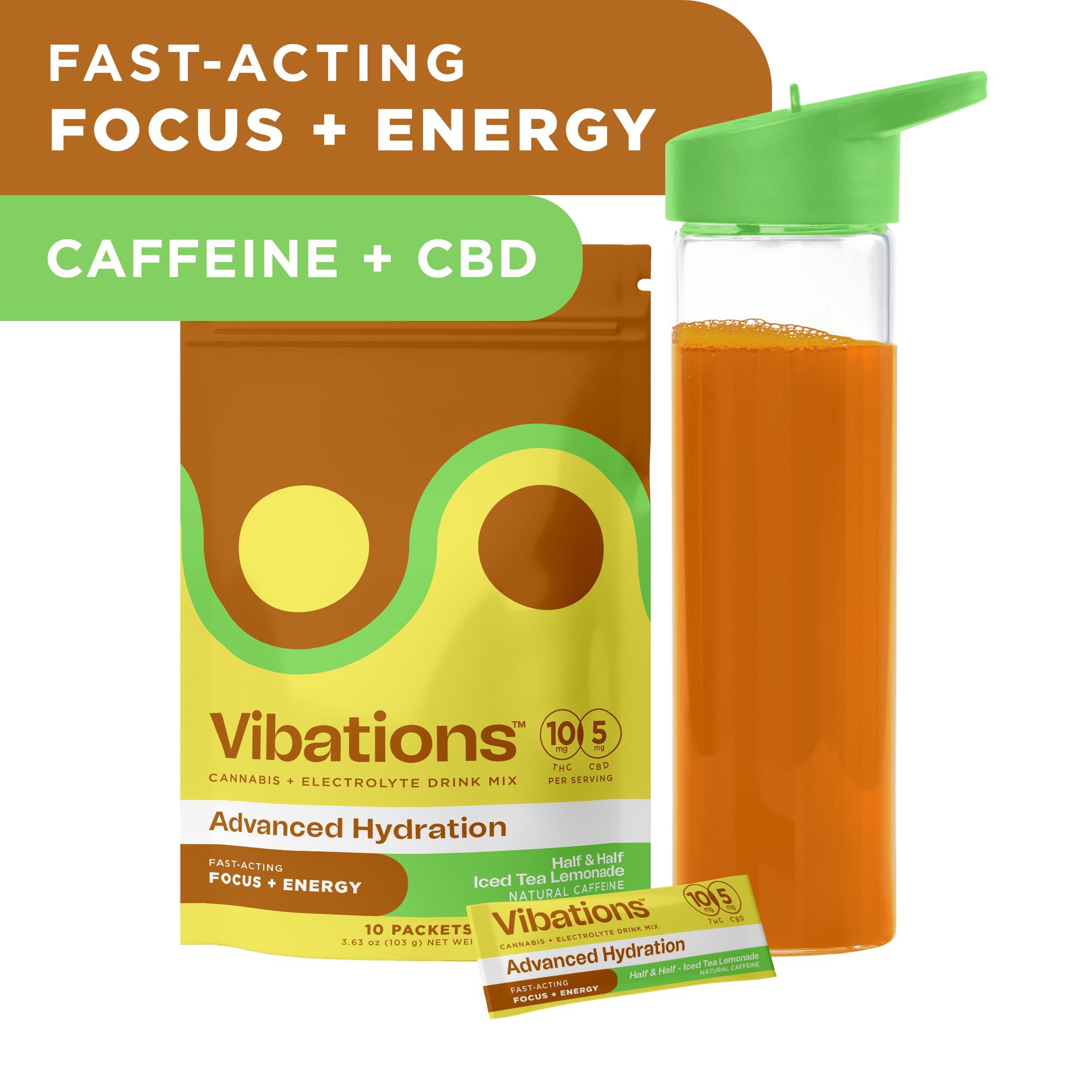 Sativa 1:1 CBD:THC Half & Half Iced Tea Lemonade Drink Mix w/Caffeine