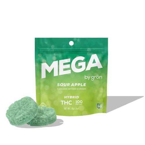 Grön THC Sour Apple Mega Hybrid 100mg 2ct