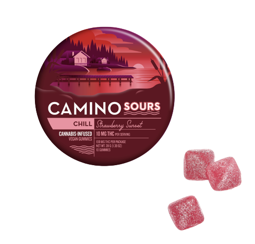 Kiva Camino Sours Strawberry Sunset 100mg Tin (10ct) - IL
