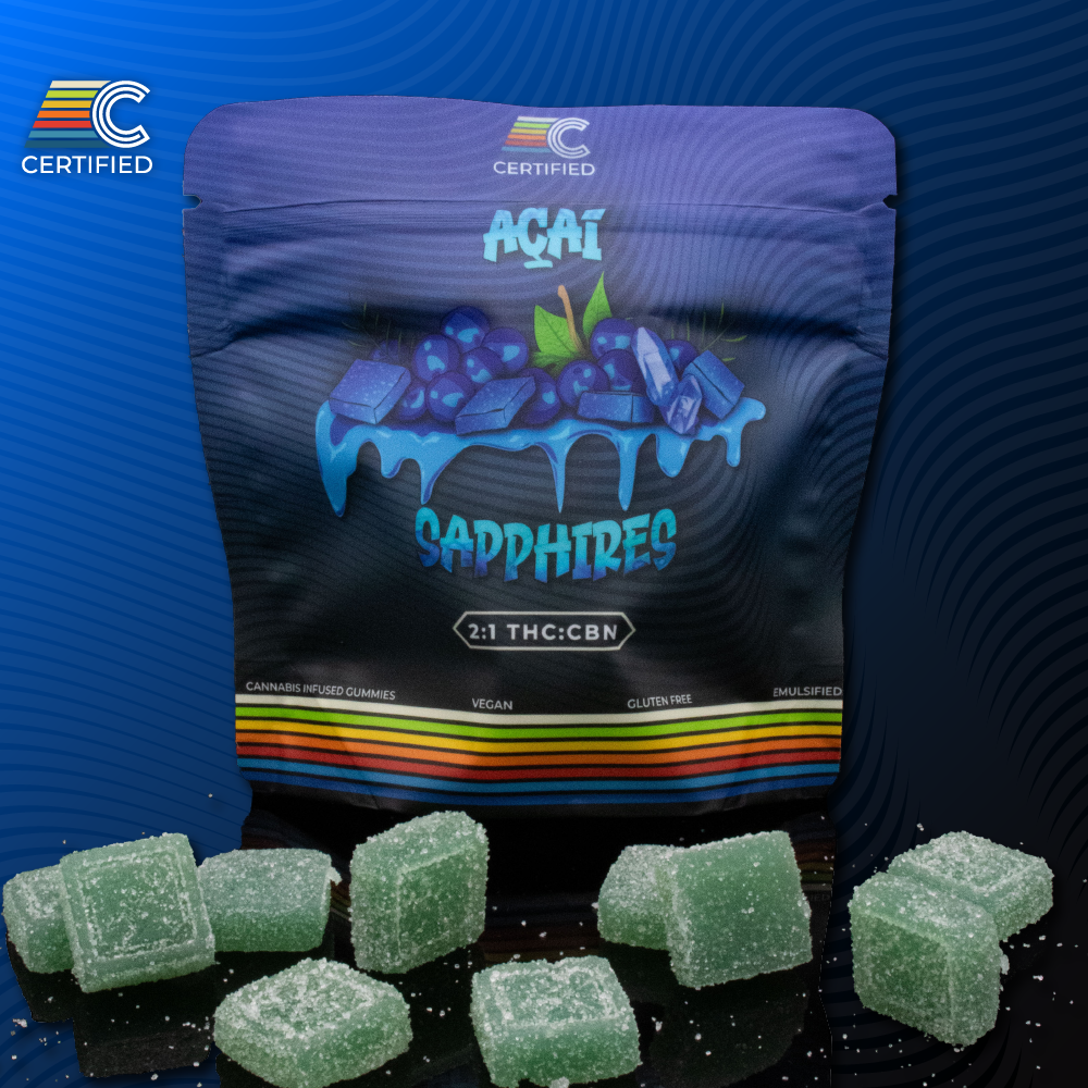 Certified Gems 2:1 CBN Acai Sapphires Gummies 100mg (10ct) - OH